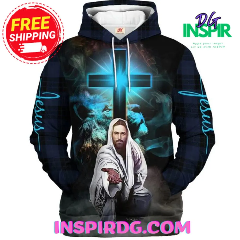 -Christian Jesus Lion Cross All Over Print 3D Hoodies