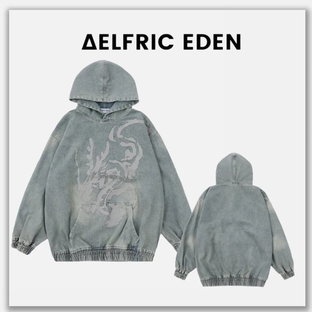 Aelfric Eden  |Pullovers Unisex Denim Street Style Long Sleeves Oversized