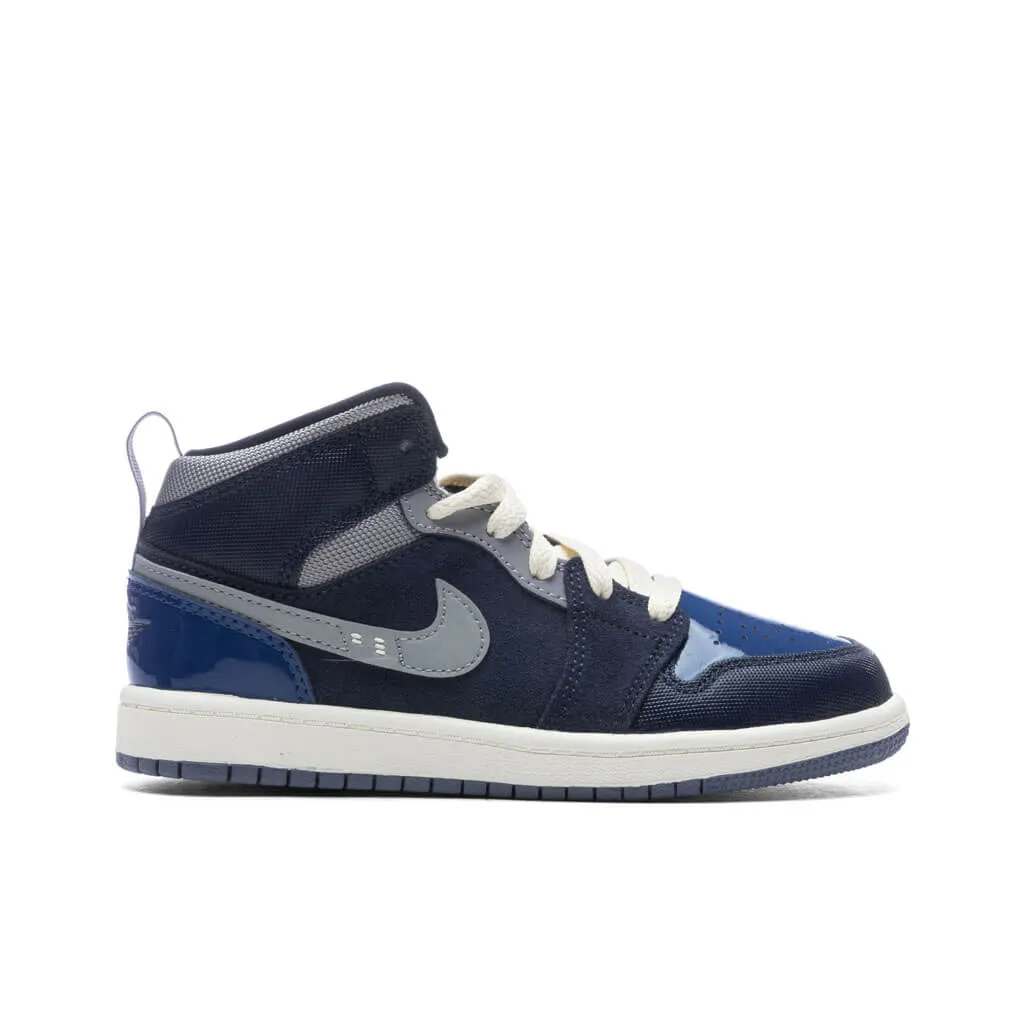 Air Jordan 1 Mid SE Craft (PS) - Obsidian/White/French Blue