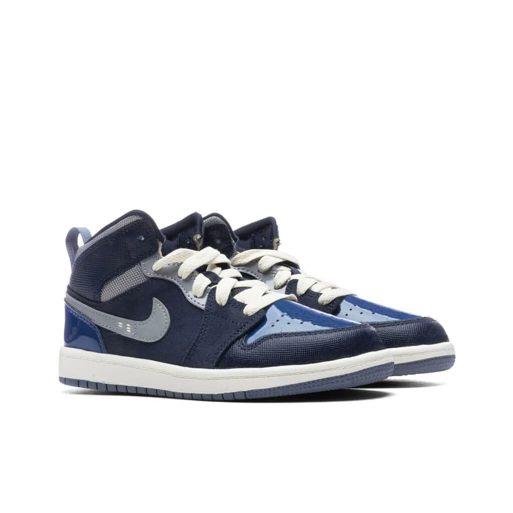 Air Jordan 1 Mid SE Craft (PS) - Obsidian/White/French Blue