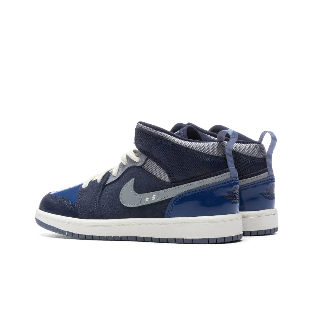 Air Jordan 1 Mid SE Craft (PS) - Obsidian/White/French Blue