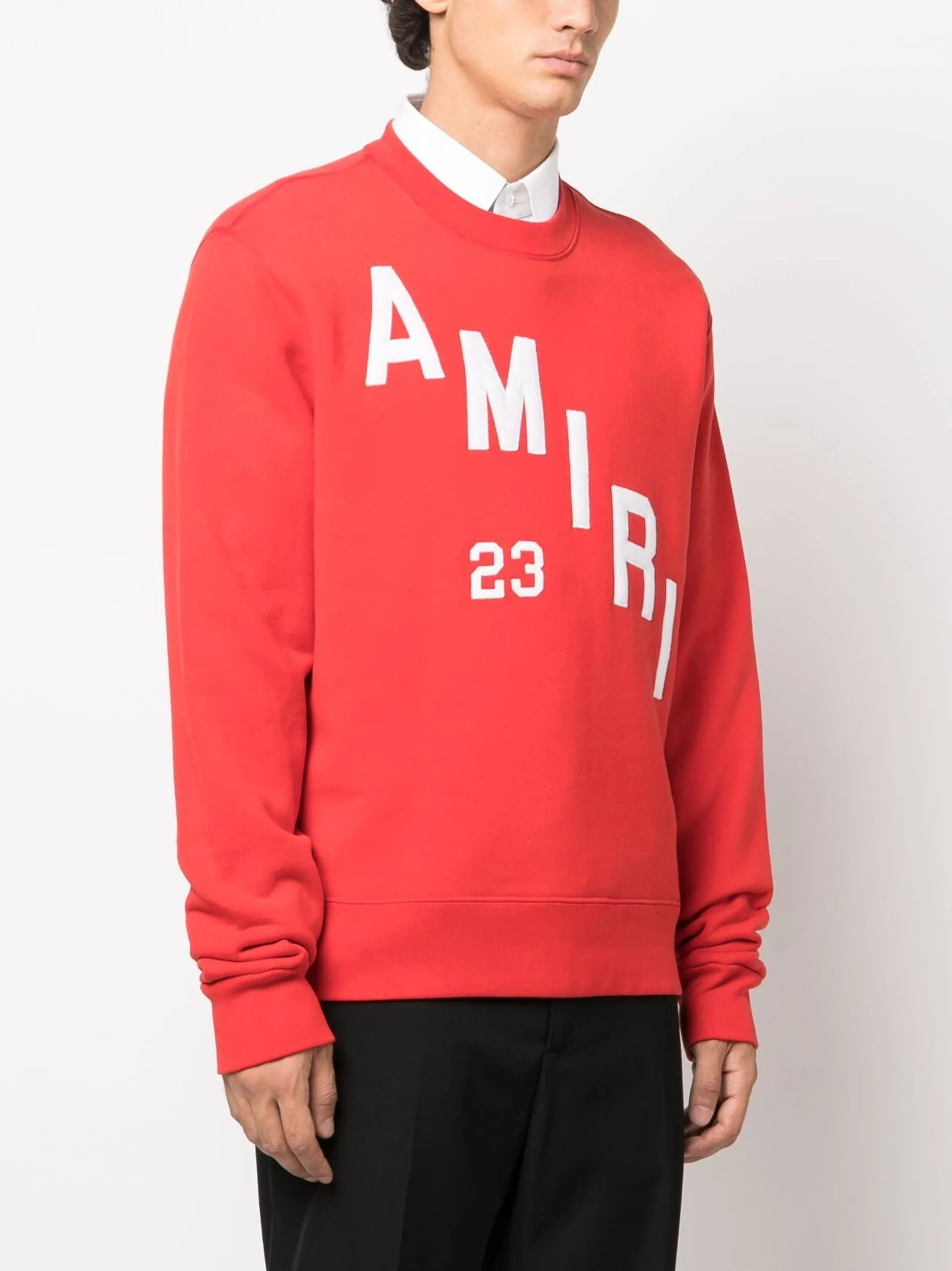 AMIRI  |Crew Neck Pullovers Street Style Bi-color Long Sleeves Plain