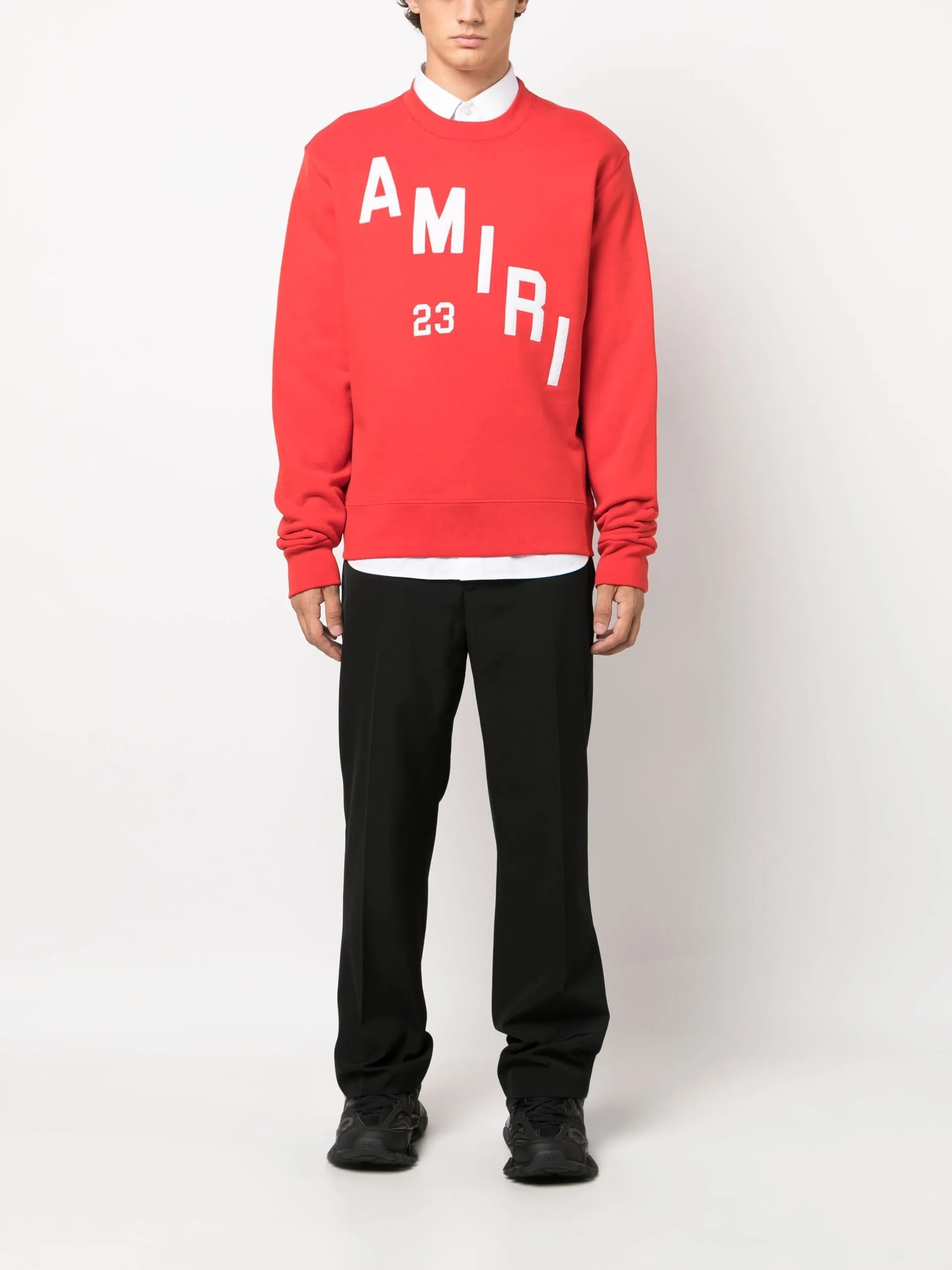 AMIRI  |Crew Neck Pullovers Street Style Bi-color Long Sleeves Plain