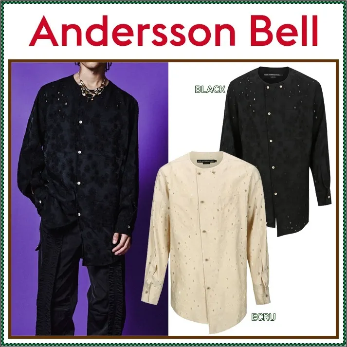 ANDERSSON BELL  |Street Style Long Sleeves Plain Logo Shirts