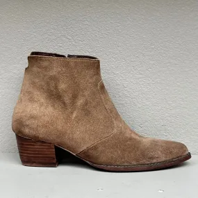 Ankle Boot-Side zip w/ heel/ Walnut suede w/ oil accents/ leather sole