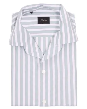 Aqua Striped Short Sleeve Sportshirt