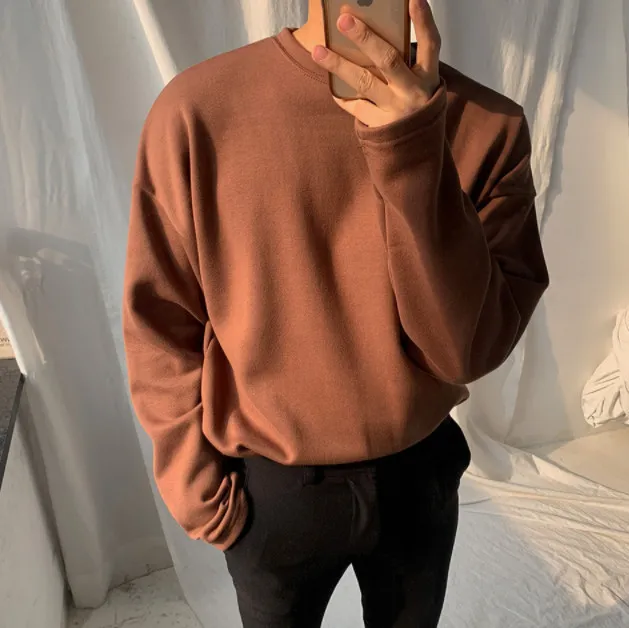 ASCLO  |Crew Neck Pullovers Unisex Long Sleeves Plain Cotton