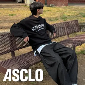 ASCLO  |Crew Neck Pullovers Unisex Sweat Street Style Long Sleeves