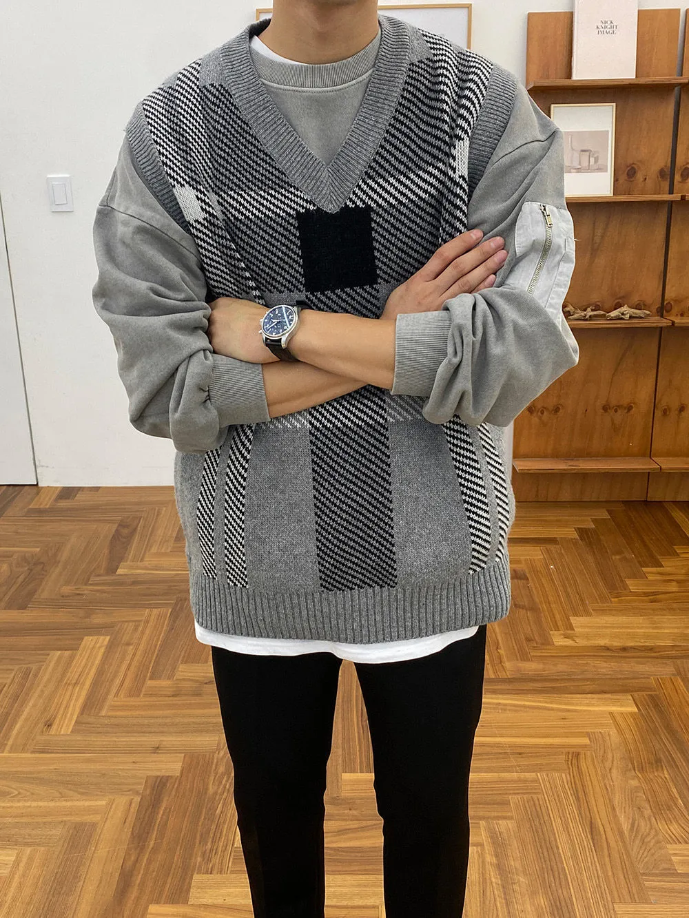 ASCLO  |Pullovers Other Plaid Patterns Unisex Street Style Oversized