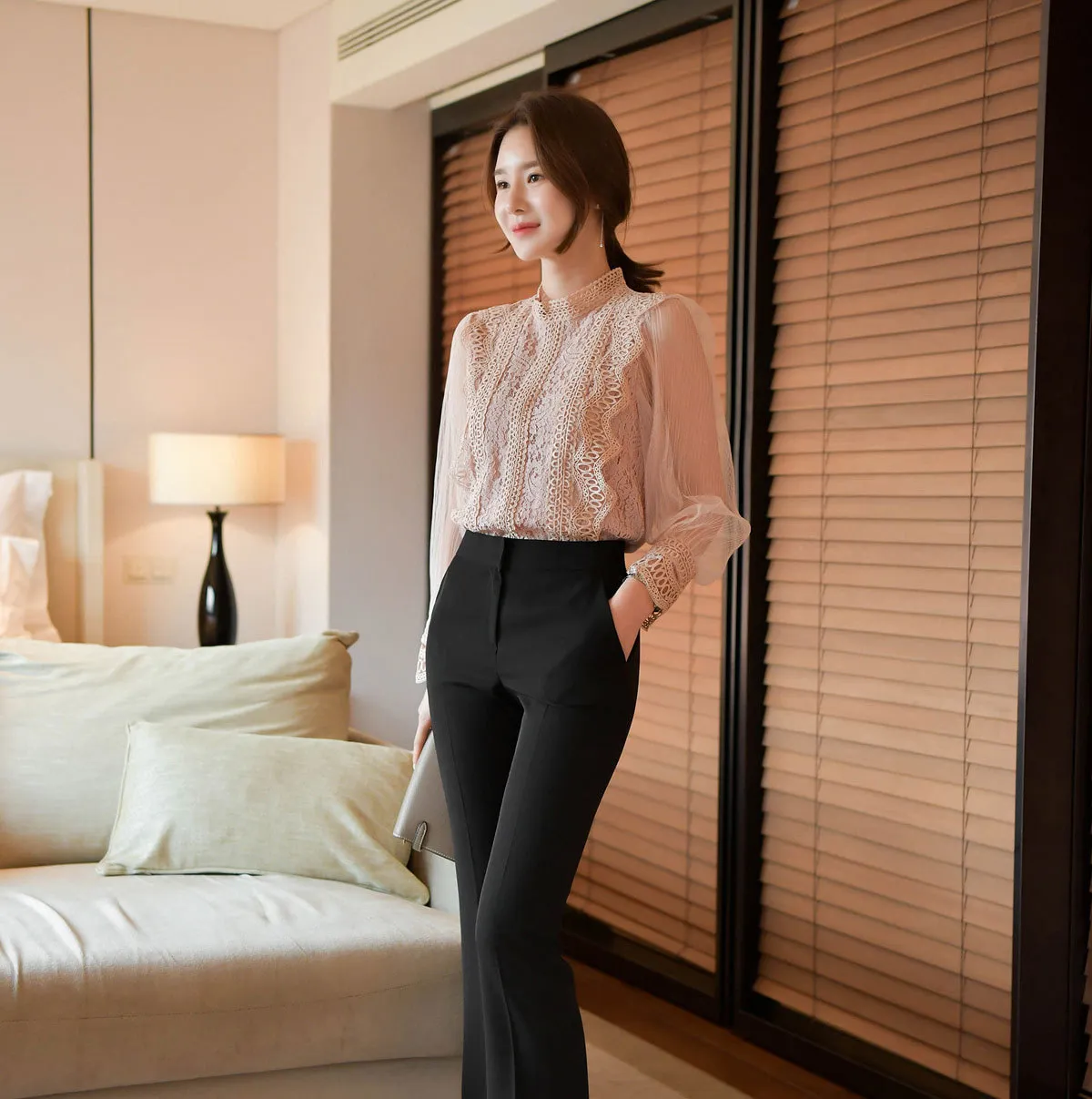 BADDIARY  |Casual Style Long Sleeves Party Style Lace Office Style