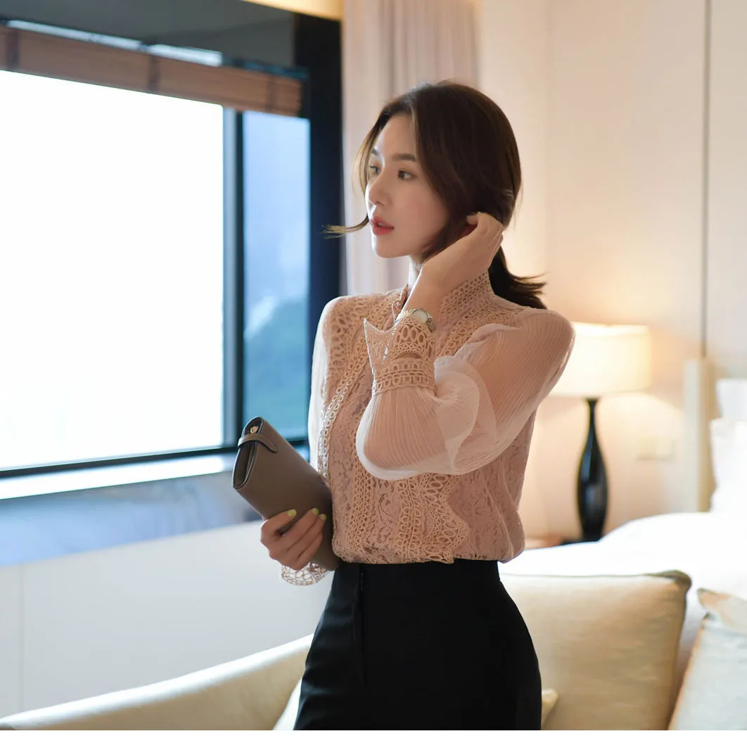 BADDIARY  |Casual Style Long Sleeves Party Style Lace Office Style