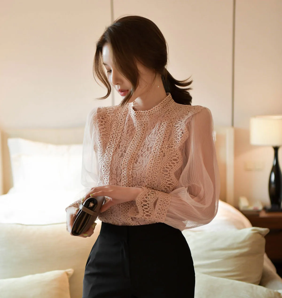 BADDIARY  |Casual Style Long Sleeves Party Style Lace Office Style