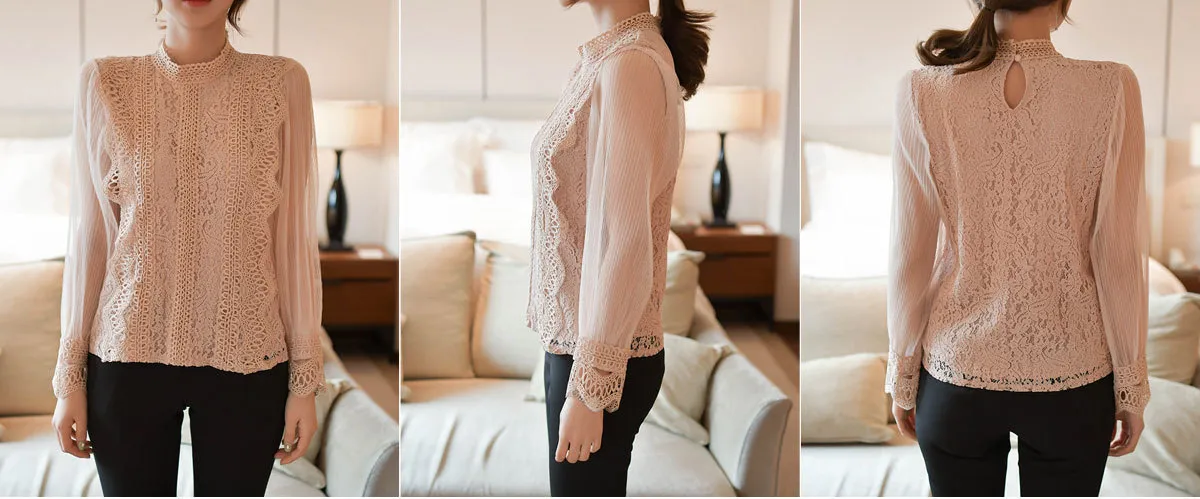 BADDIARY  |Casual Style Long Sleeves Party Style Lace Office Style