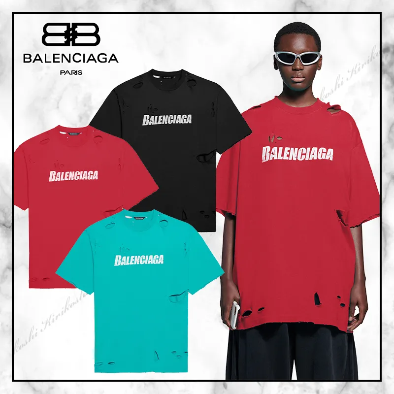 BALENCIAGA  |Crew Neck Pullovers Street Style Cotton Short Sleeves