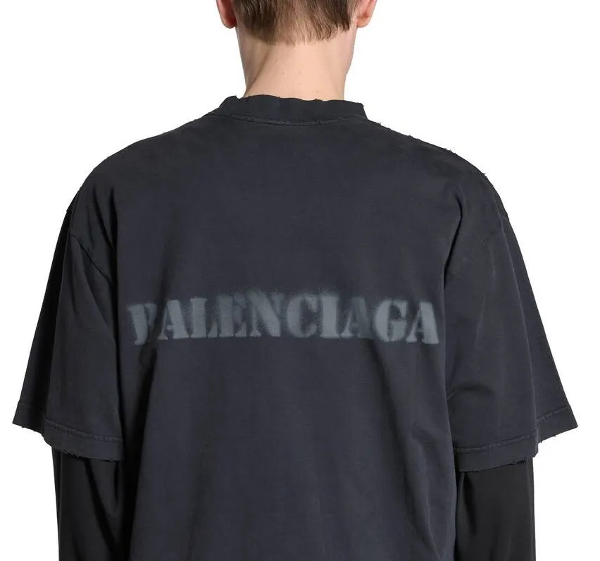 BALENCIAGA  |Stencil Type T-shirt Medium Fit in Black