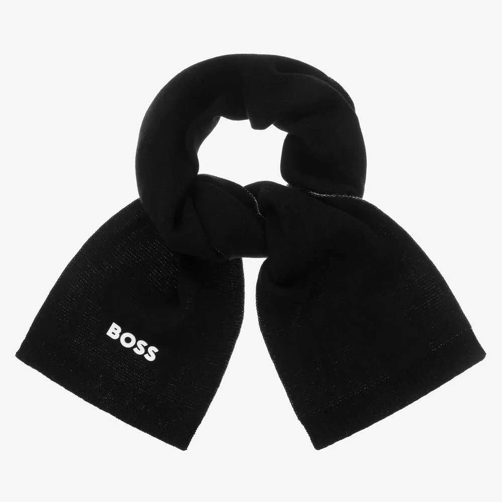 Black Cotton Logo Scarf