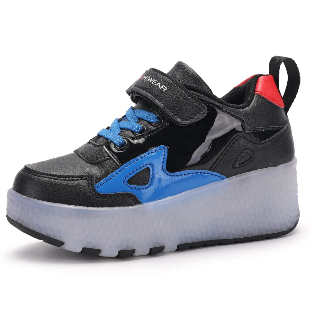 Black/Blue Roller Light up Rechargeable Shoes