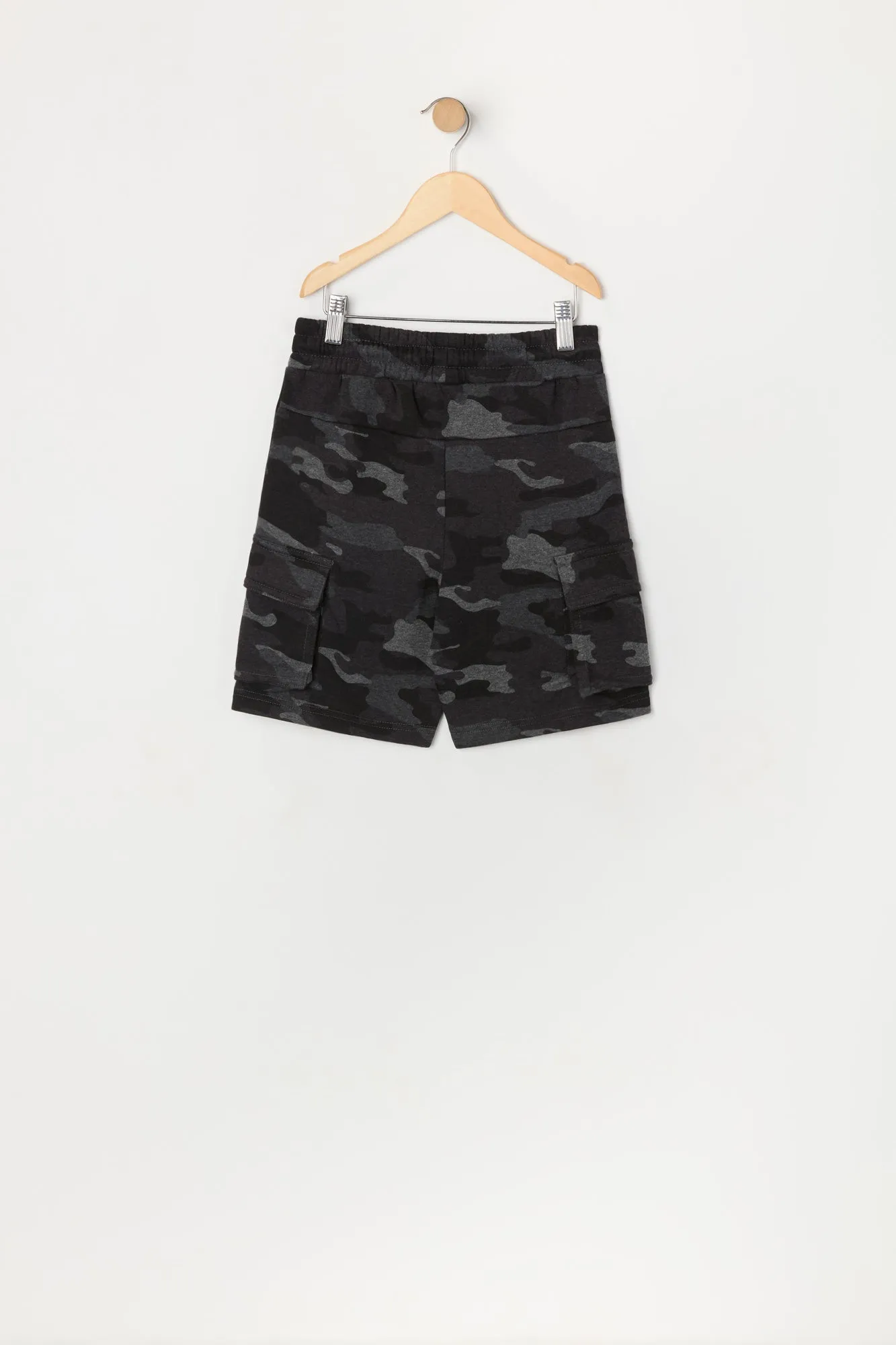 Boys Camo Fleece Drawstring Cargo Short