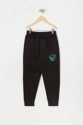 Boys Damaged Bear Kanji Graphic Jogger