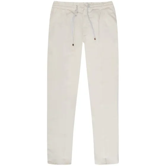 BRUNELLO CUCINELLI Drawstring Cotton Trousers White