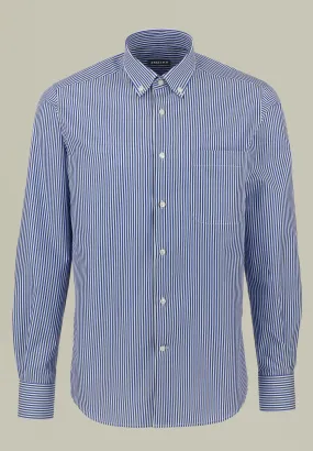 Camicia blu rigata grigio-bianco bd