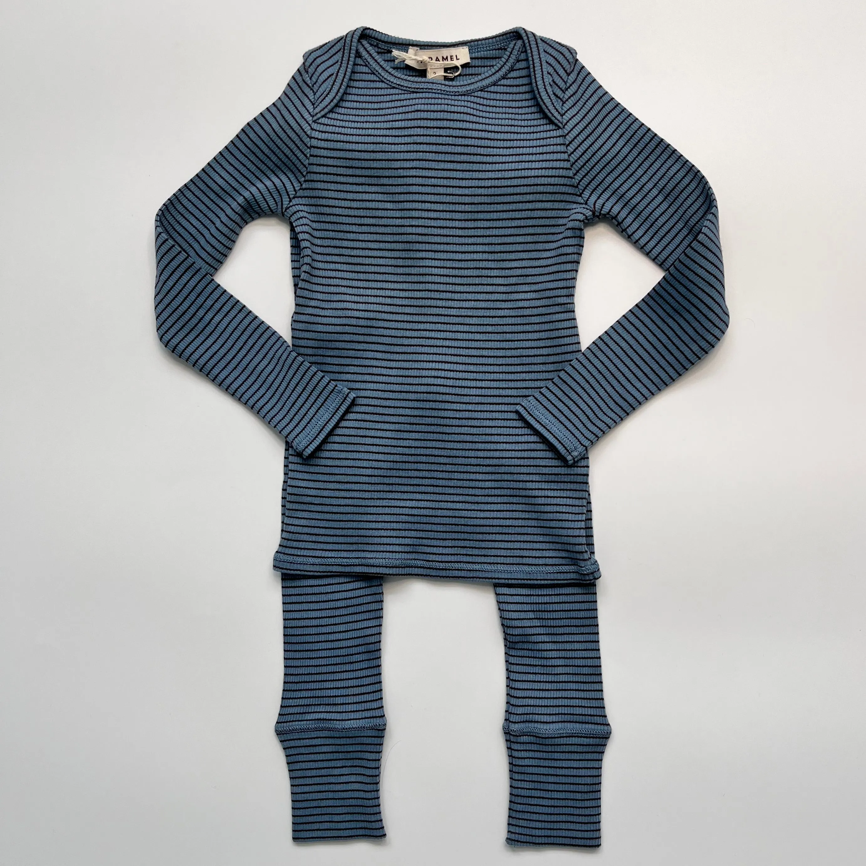 Caramel Blue Stripe Leggings And Top Set: 2 Years (Brand New)