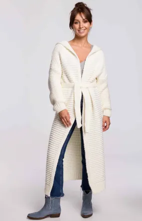 Cardigan maxi à capuche écru