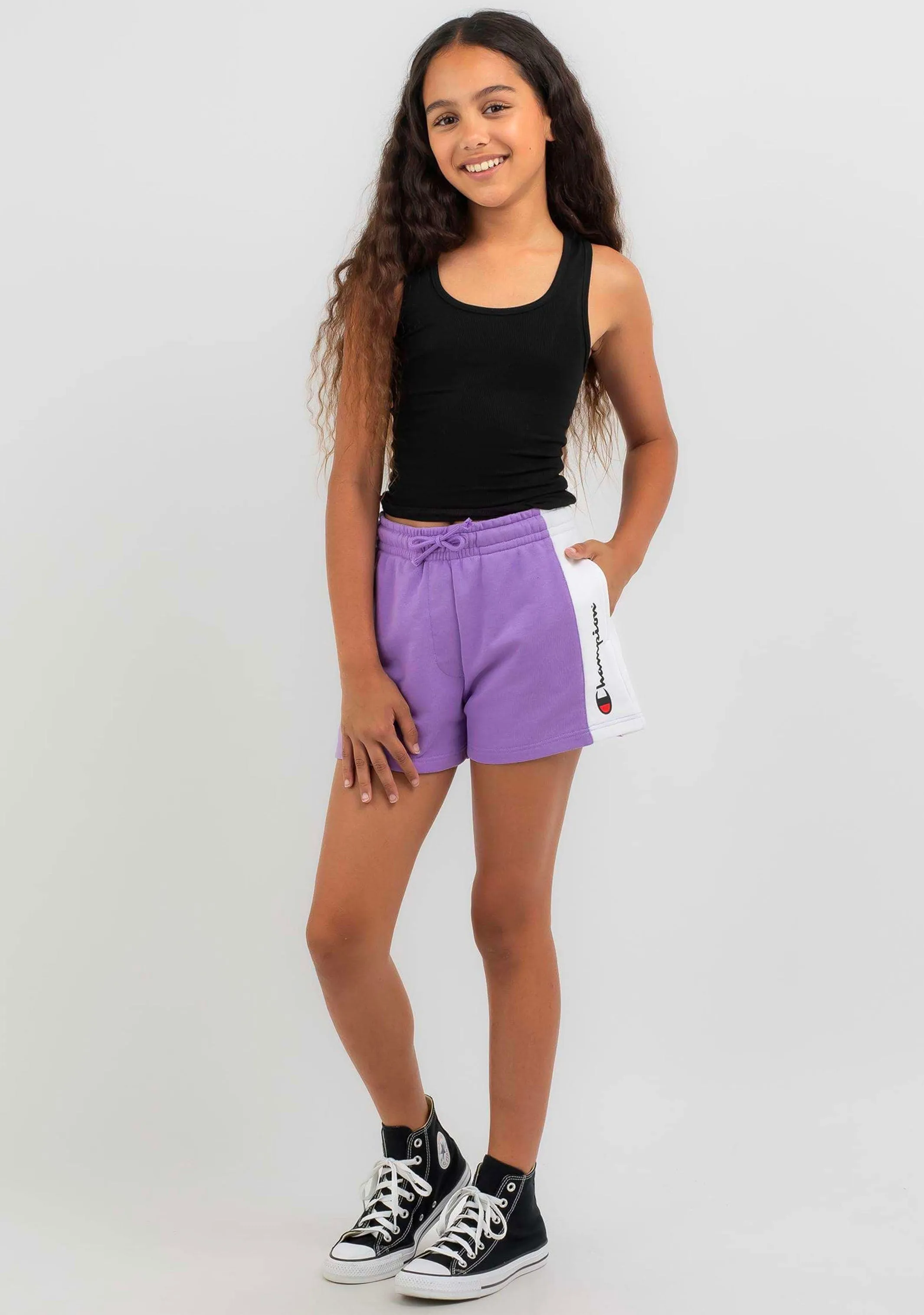 Champion Junior Girls' French Terry Panel Shorts  KVUMN HKI