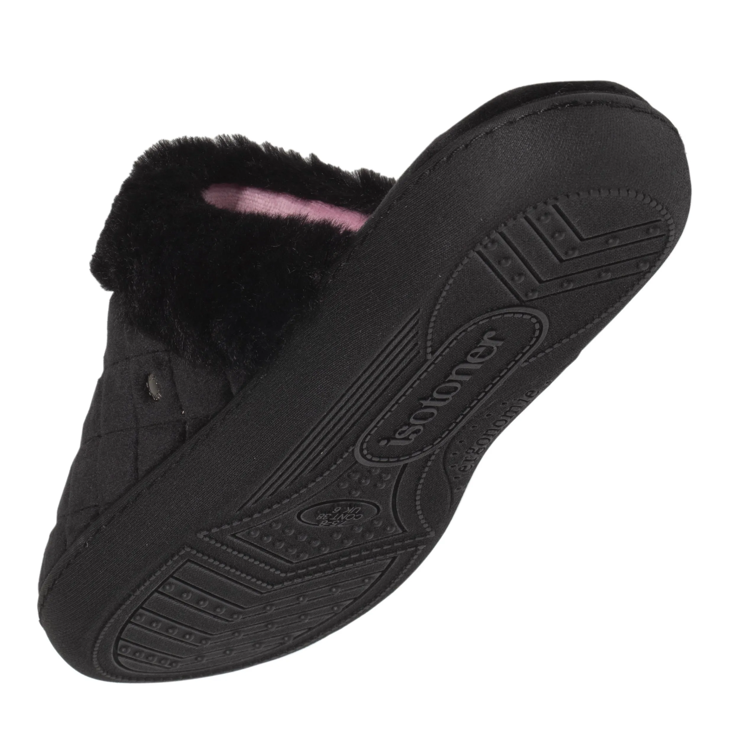 Chaussons mules Femme matelassé Noir