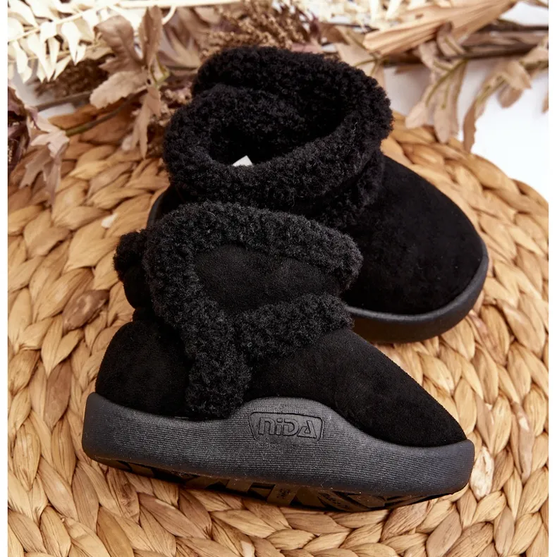 Children's Velcro Snow Boots Black Unitia