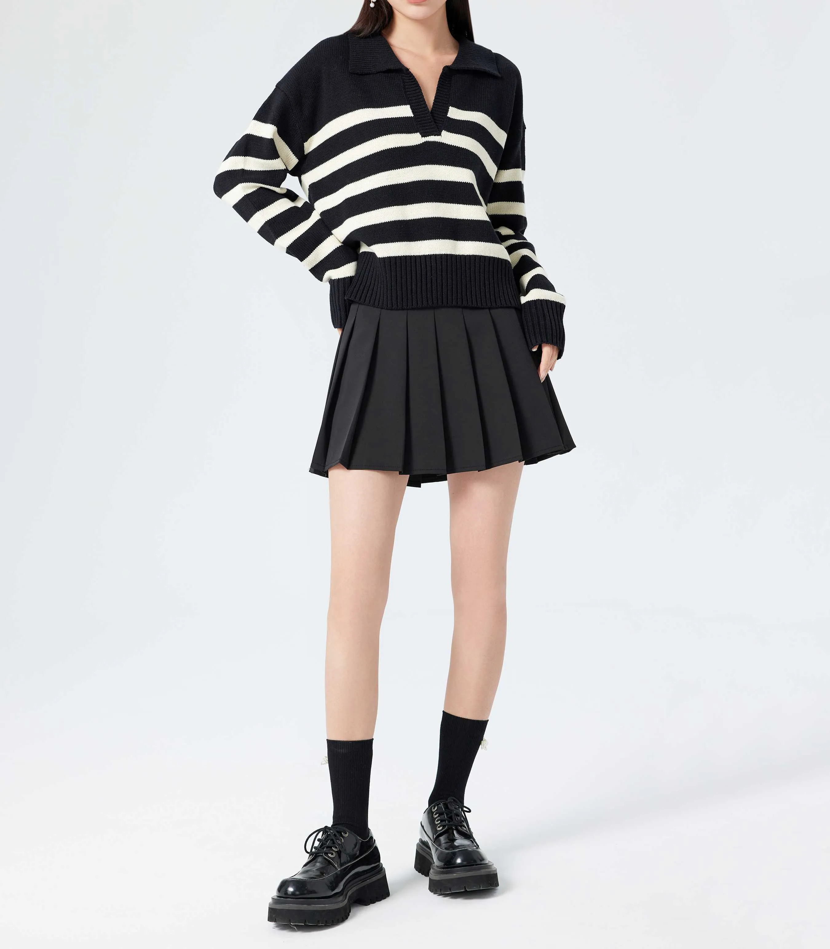 Cider  |Stripes Casual Style Long Sleeves Cotton Oversized