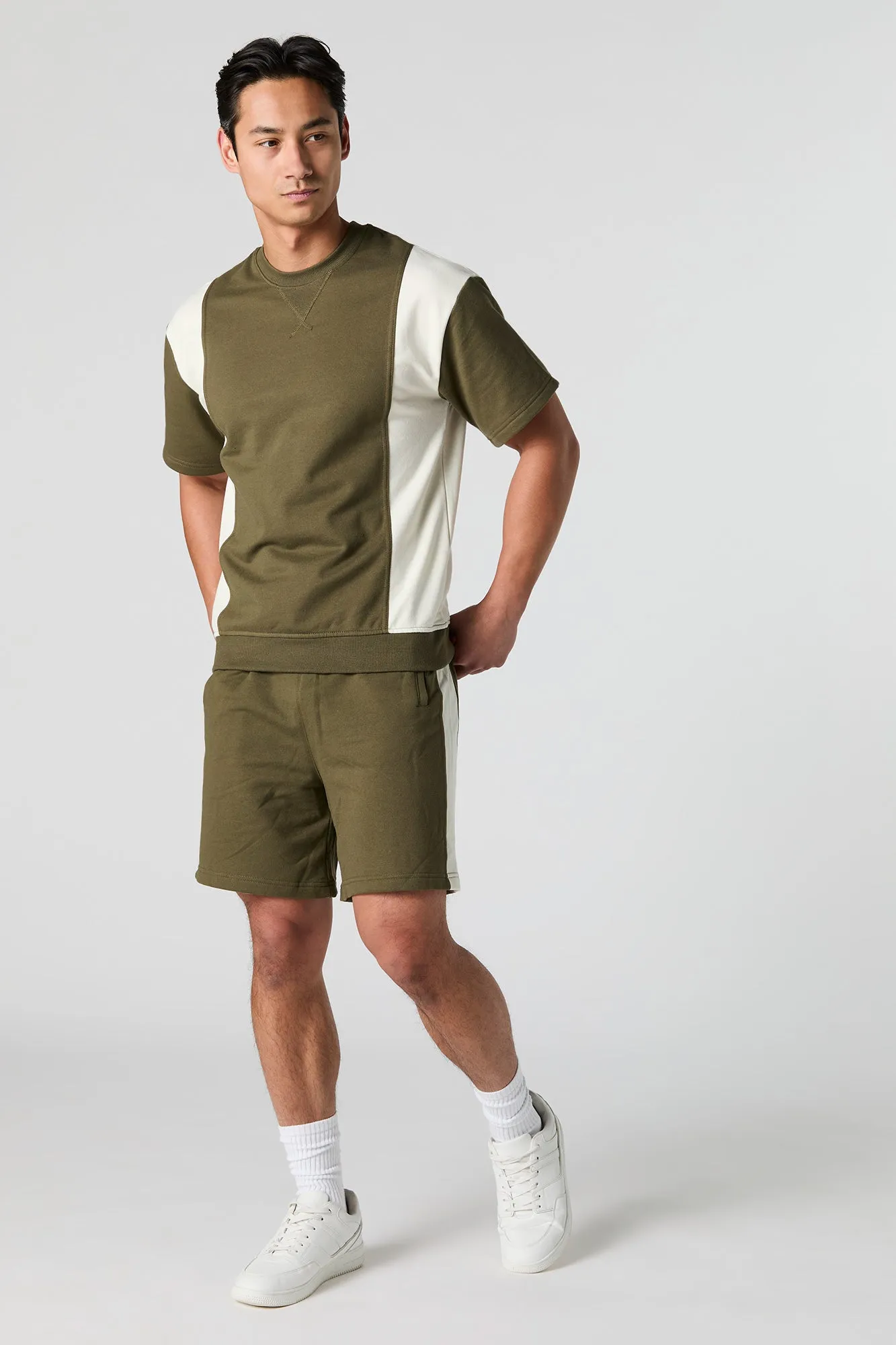 Colourblock Fleece Drawstring Short