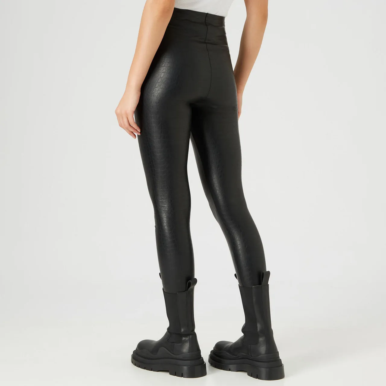 COMMANDO Faux Leather Croc Effect Leggings - BlackCroc