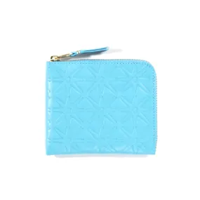 COMME DES GARCONS SA310E EMBOSSED LEATHER ZIP WALLET BLUE