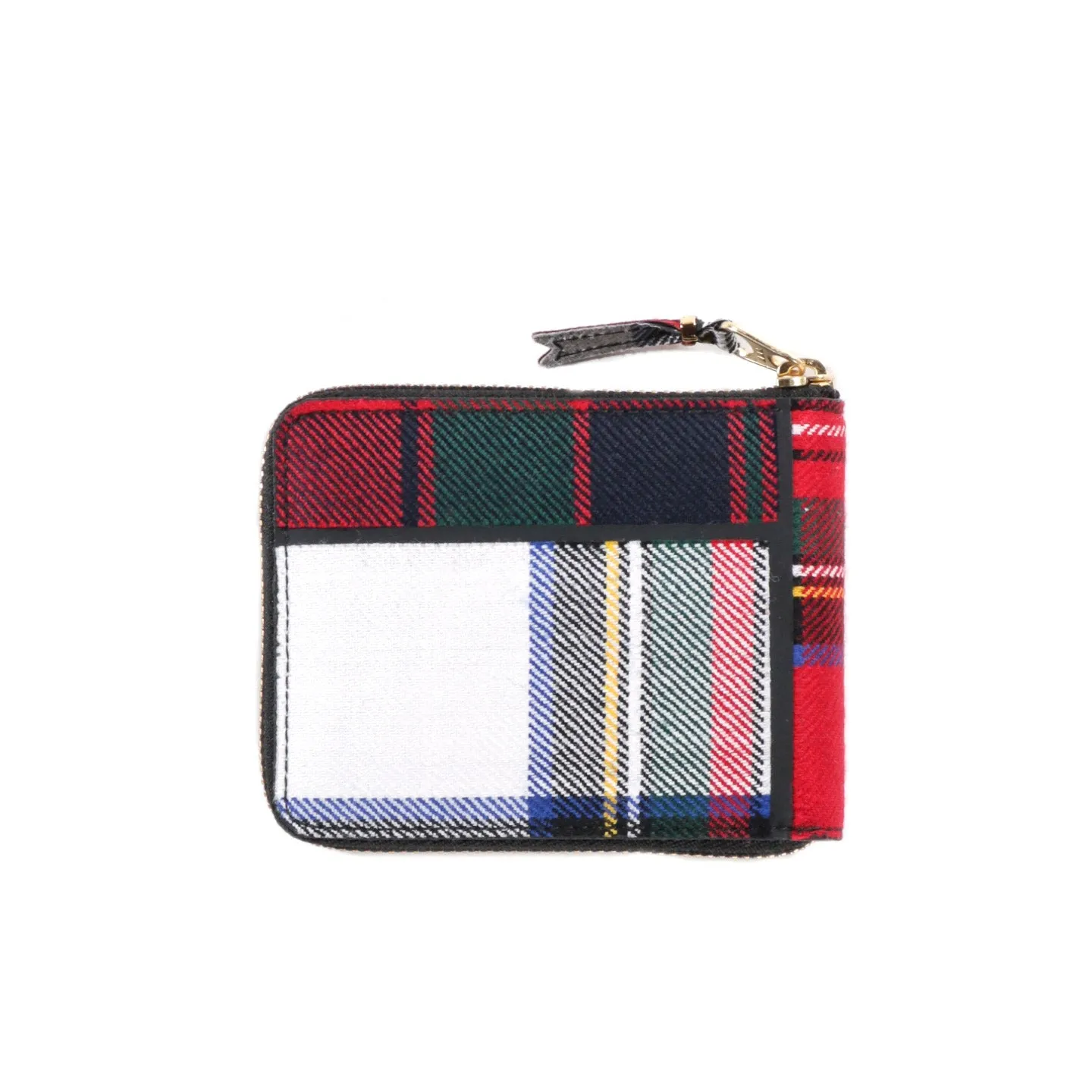 COMME DES GARCONS SA7100 TARTAN PATCHWORK ZIP WALLET RED