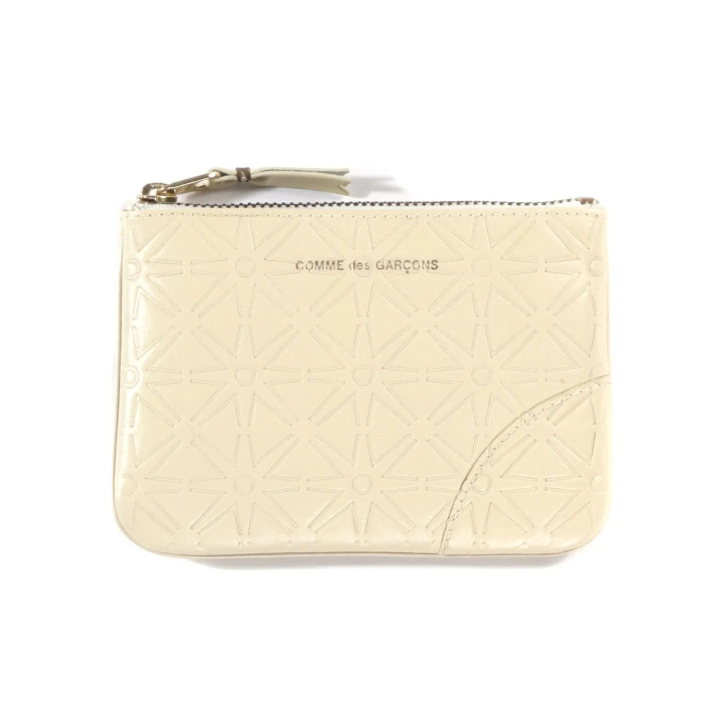 COMME DES GARCONS SA810E EMBOSSED LEATHER ZIP WALLET OFF WHITE