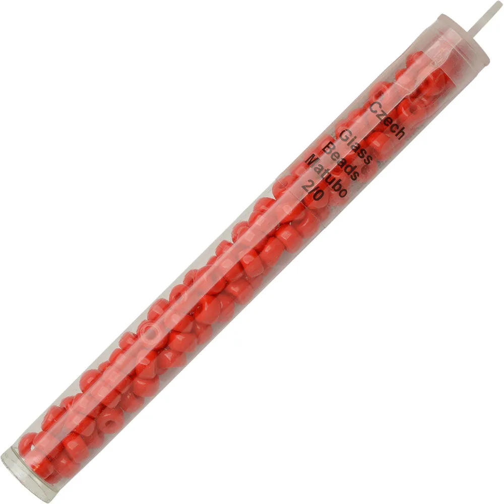 Czech Glass Matubo, 2/0 Seed Bead, Red Opaque (20 Gram Tube)