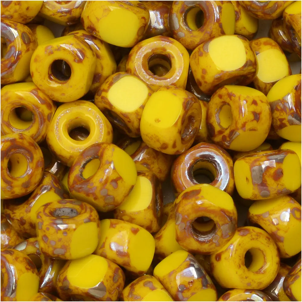 Czech Glass Matubo, Tri-Cut 2/0 Seed Bead, Lemon Rembrandt (20 Gram Tube)