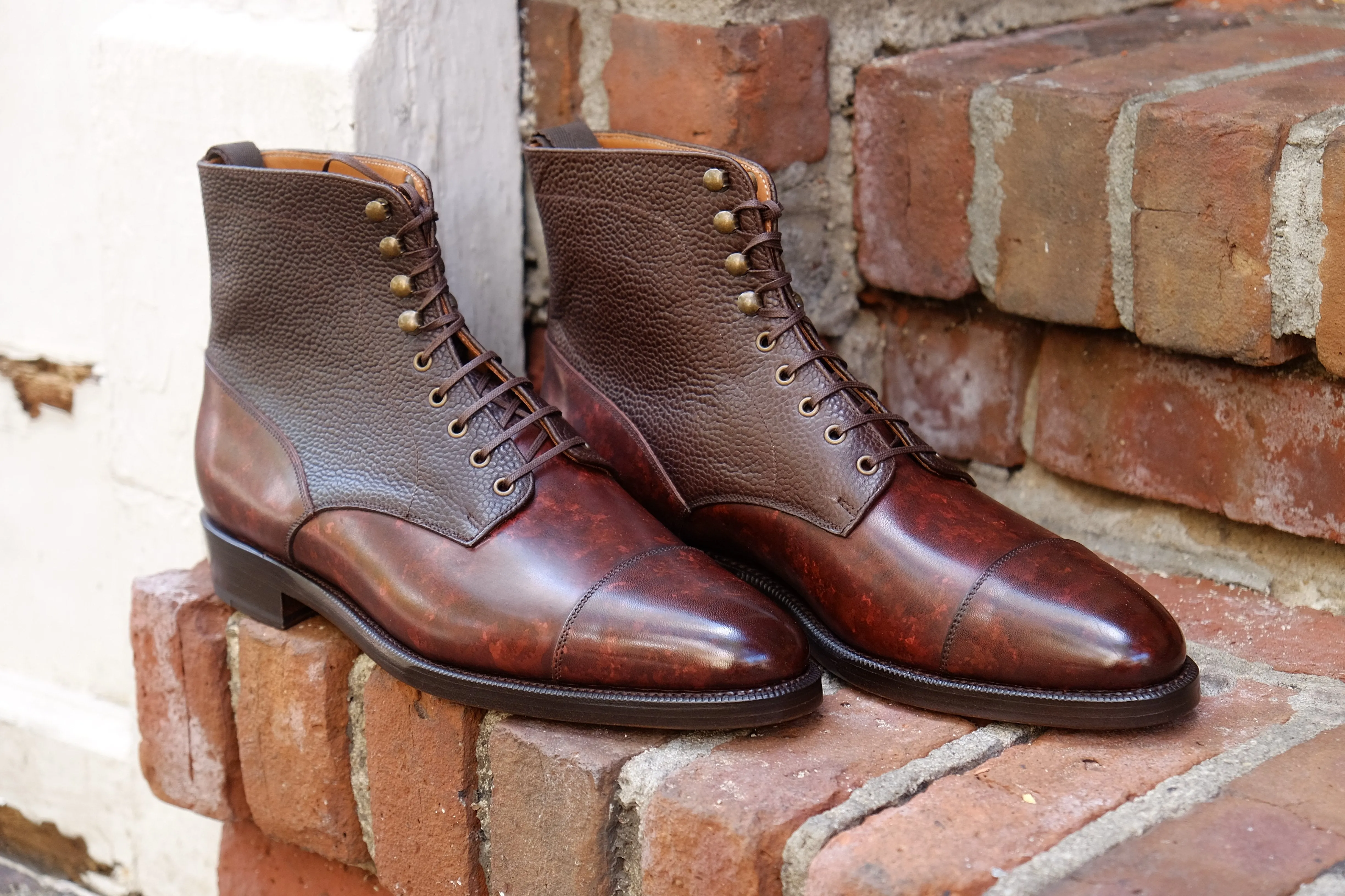 Delridge - MTO - Walnut Marble Patina / Dark Brown Scotch Grain - TMG Last - Double Leather Sole