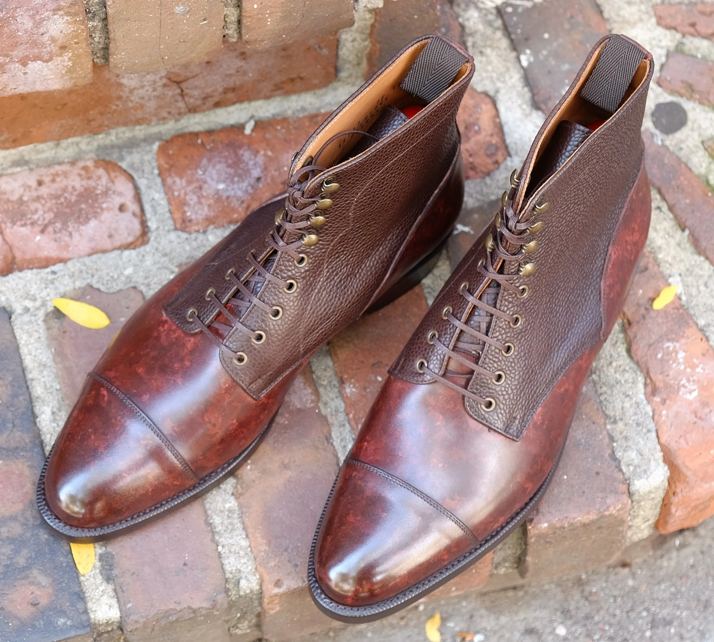 Delridge - MTO - Walnut Marble Patina / Dark Brown Scotch Grain - TMG Last - Double Leather Sole