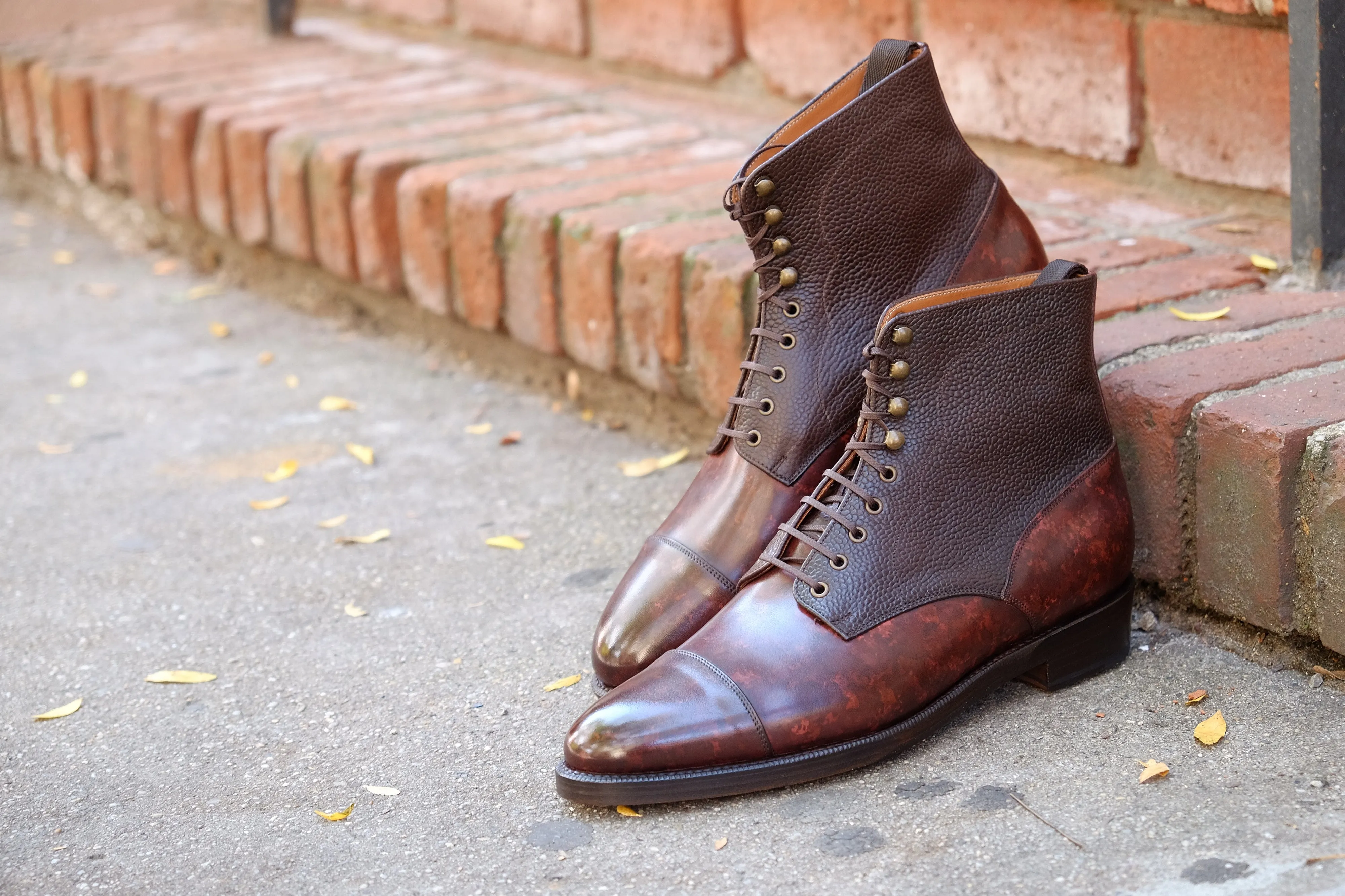 Delridge - MTO - Walnut Marble Patina / Dark Brown Scotch Grain - TMG Last - Double Leather Sole