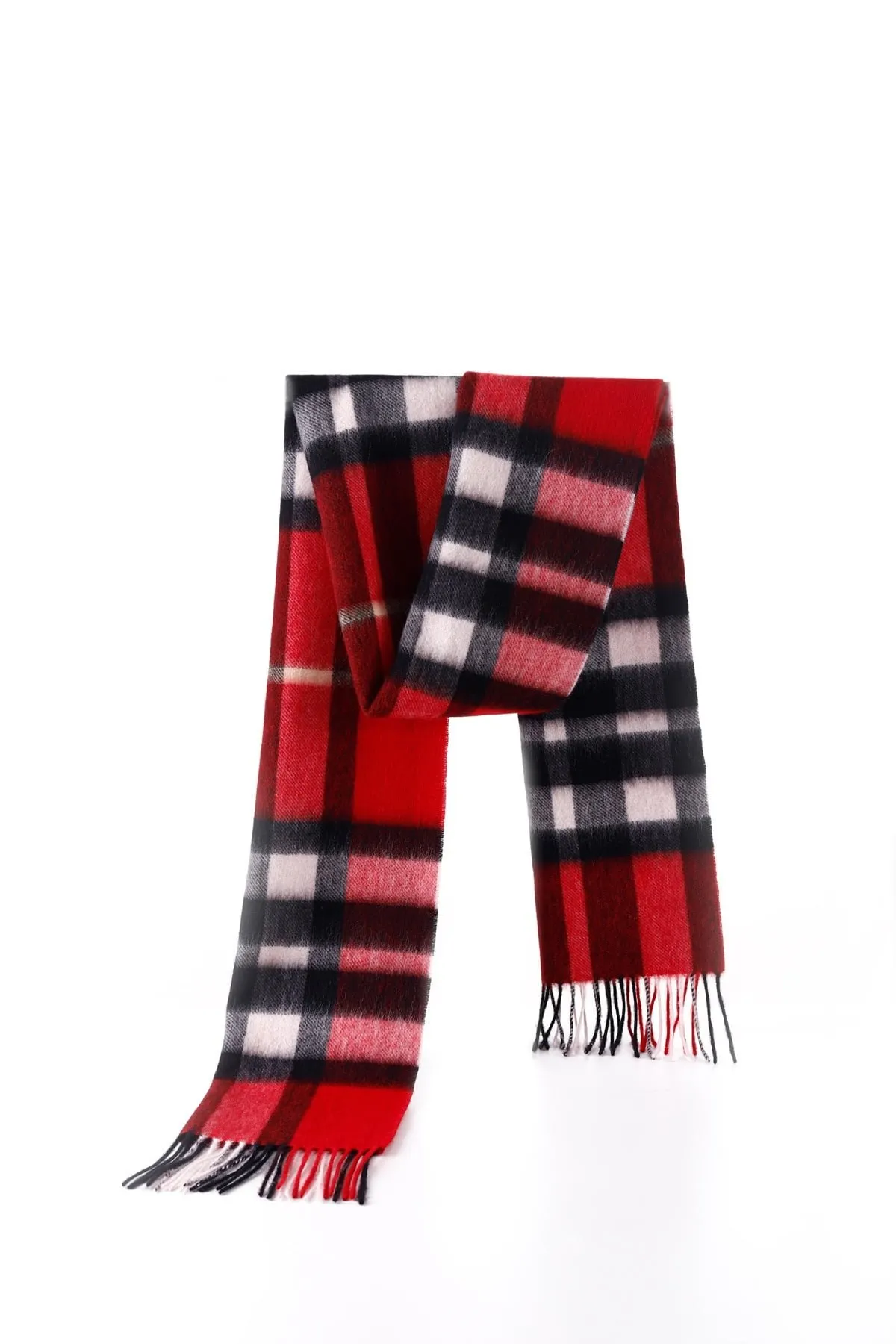 Edinburgh Cashmere Red Check Lambswool Scarf