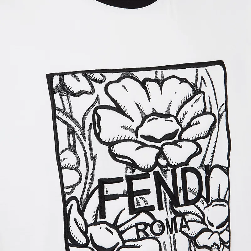 FENDI  |Pullovers Flower Patterns Street Style U-Neck Cotton