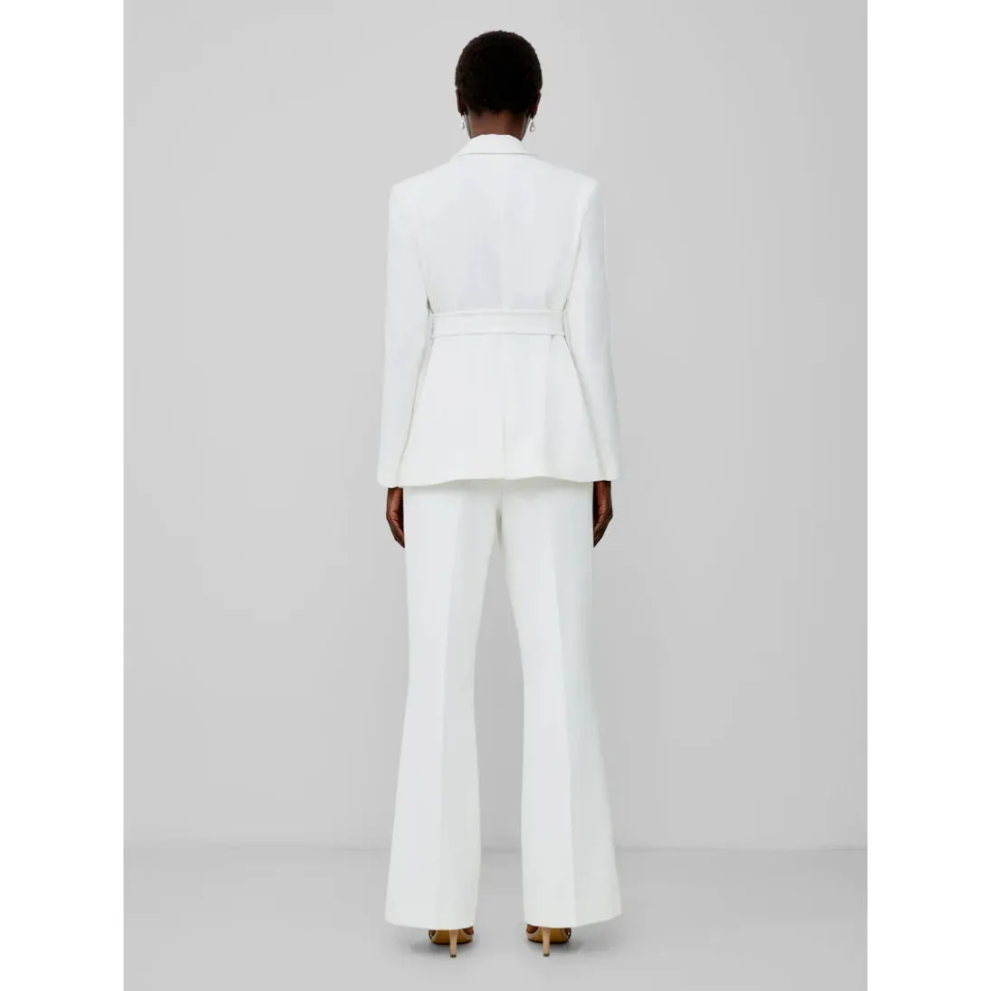 French Connection Whisper Belted Blazer In Summer White 75WAB