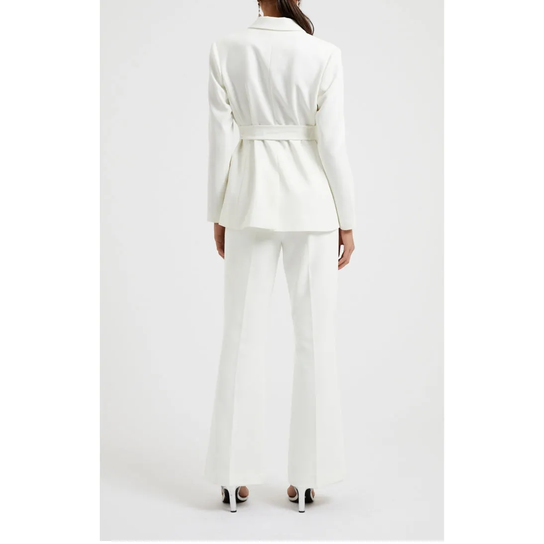 French Connection Whisper Belted Blazer In Summer White 75WAB