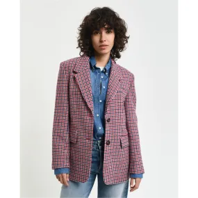 GANT Houndstooth Blazer Regular Fit in Bright Red 0316