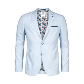 Giordano Mitchell Two-Tone Linen Blend Blazer in Light Aqua 412607