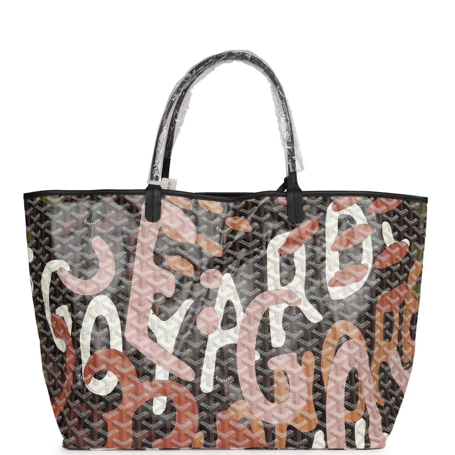 Goyard Limited Edition Black Goyardine Canvas Pink Lettres Camouflage St. Louis GM Tote Bag Palladium Hardware