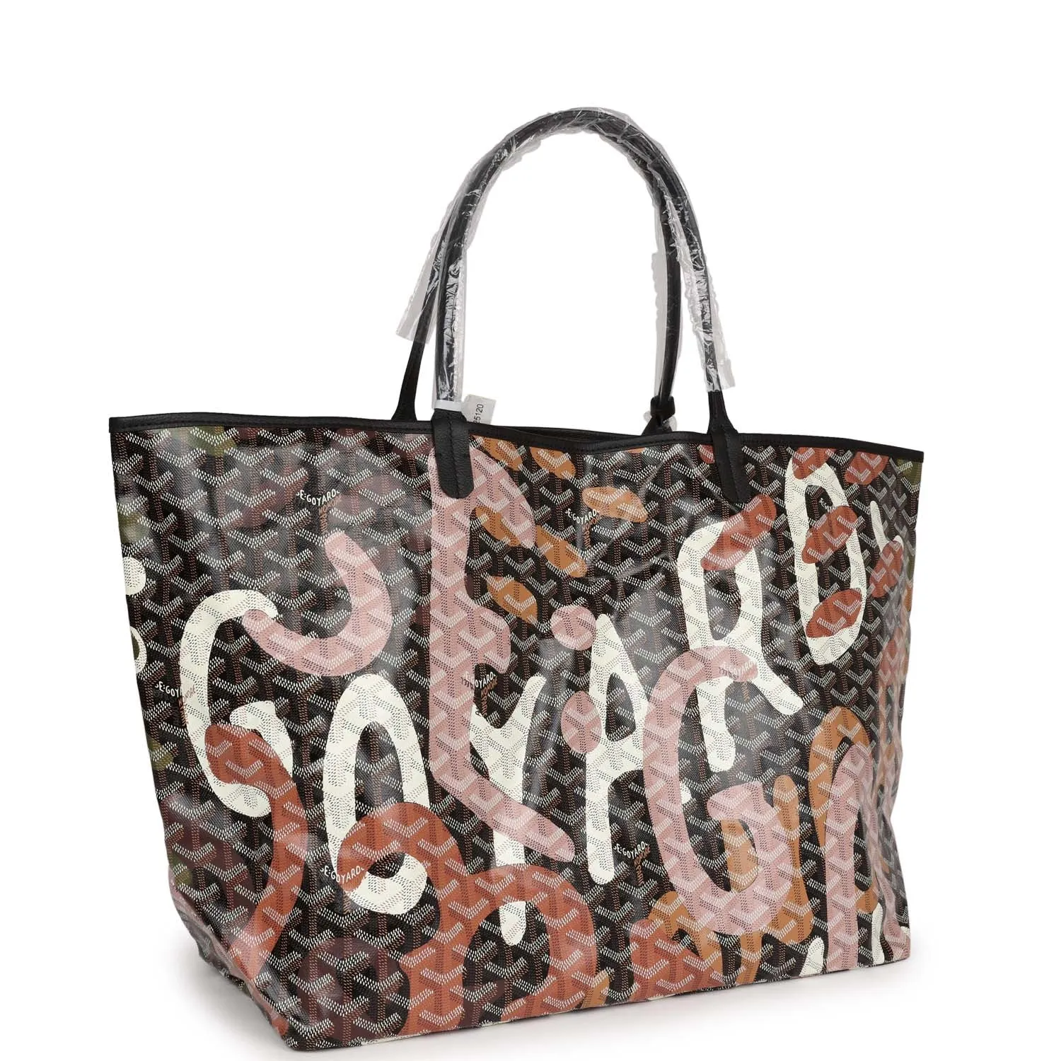 Goyard Limited Edition Black Goyardine Canvas Pink Lettres Camouflage St. Louis GM Tote Bag Palladium Hardware