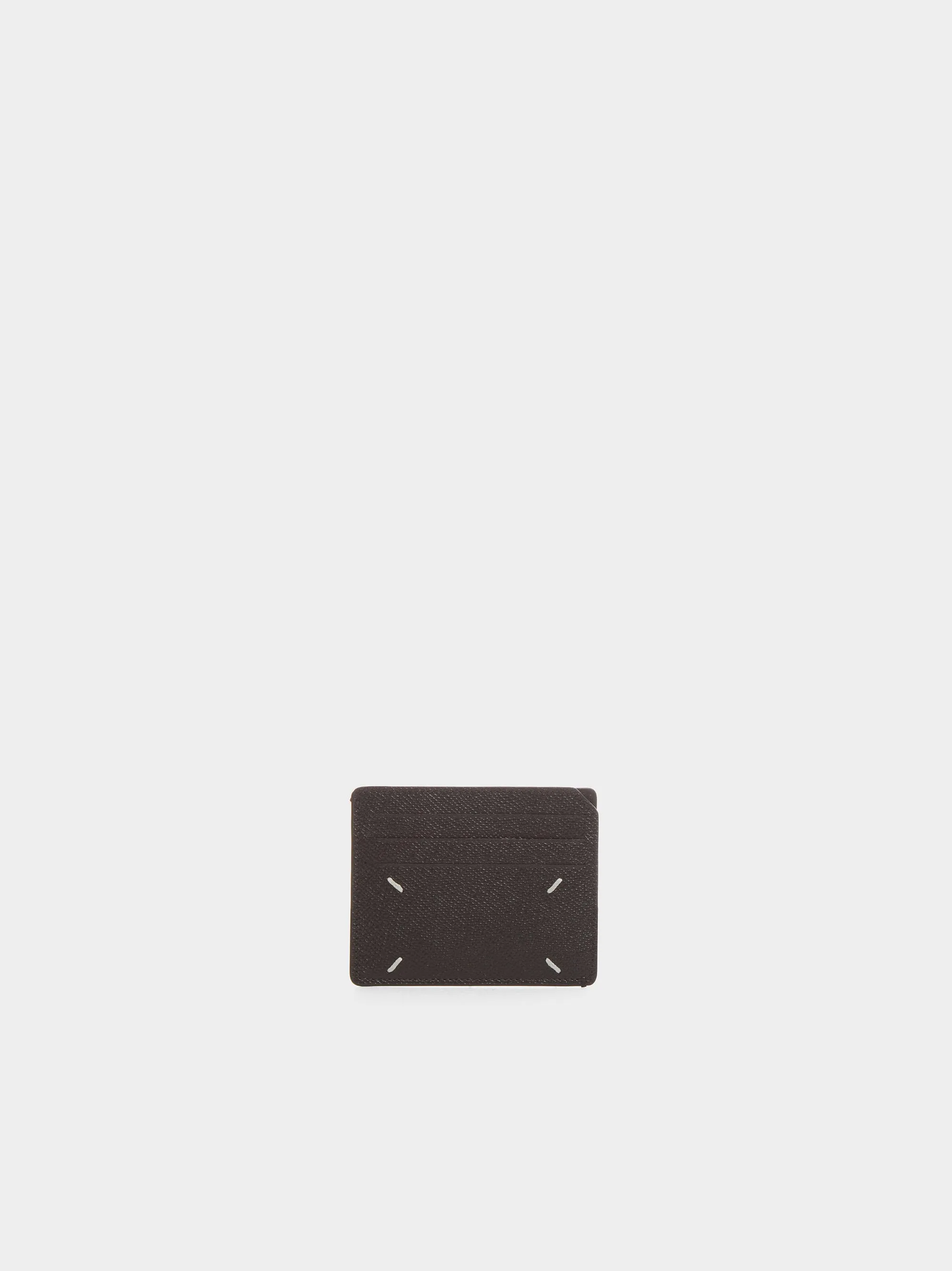 Grainy Leather Card Hold Slim Gap, Black